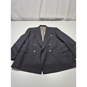 Sansabelt Blazer Mens 46 Blue Double-Breasted 6-Button Peak Lapel Union Made